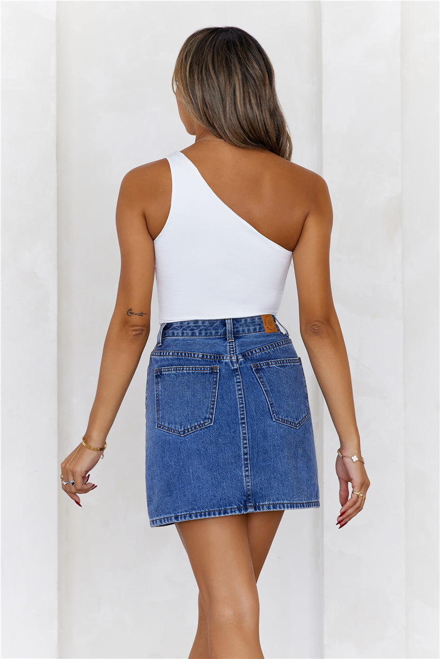 BASE Best Side One Shoulder Tank Top White