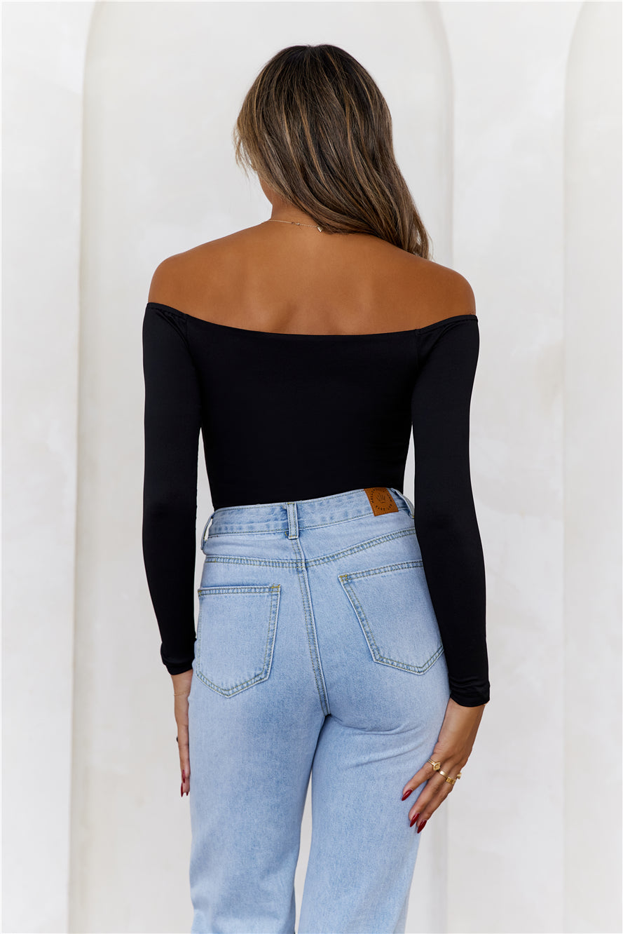 BASE Flawless Off Shoulder Long Sleeve Top Black