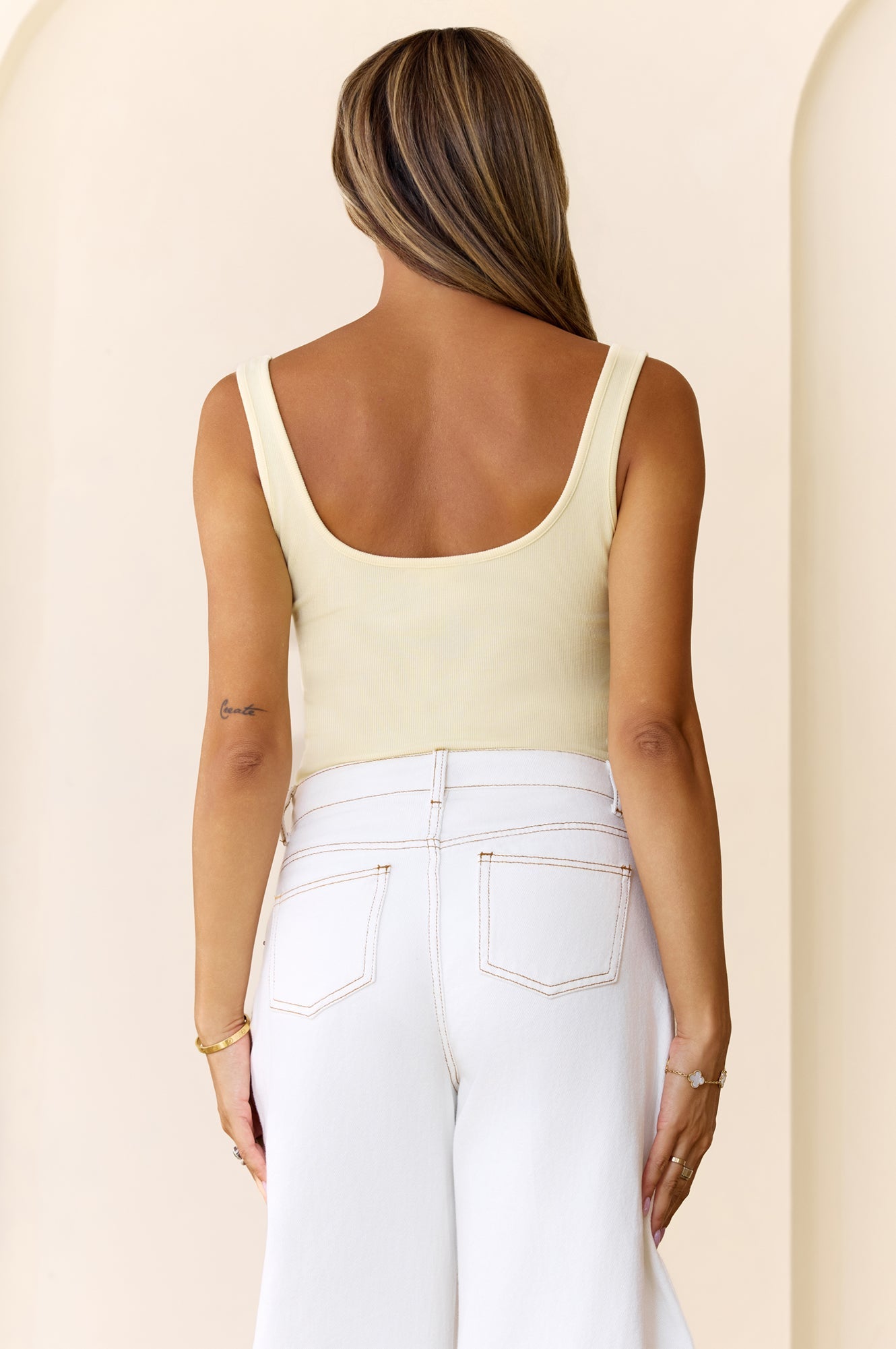 BASE Luxe Rib Everyday Staple Singlet Top Yellow