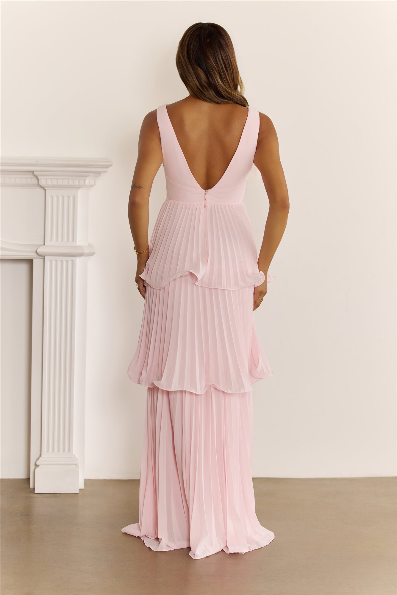Sweet Romance Pleated Maxi Dress Pink