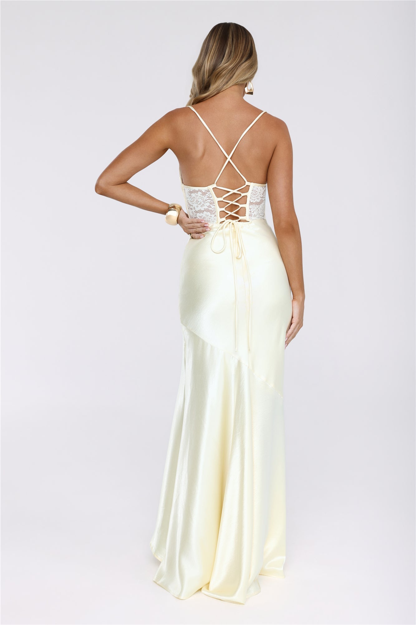 Silker Moments Satin Maxi Dress Yellow