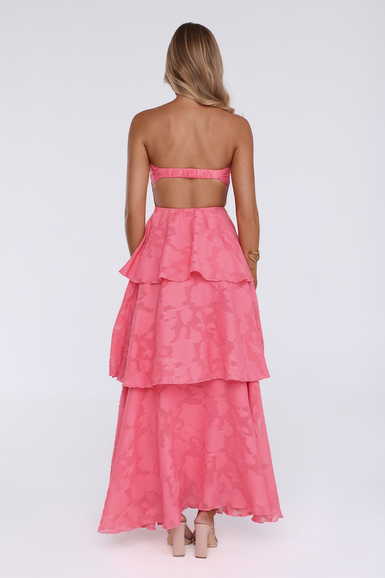 Unmatched Style Strapless Maxi Dress Coral