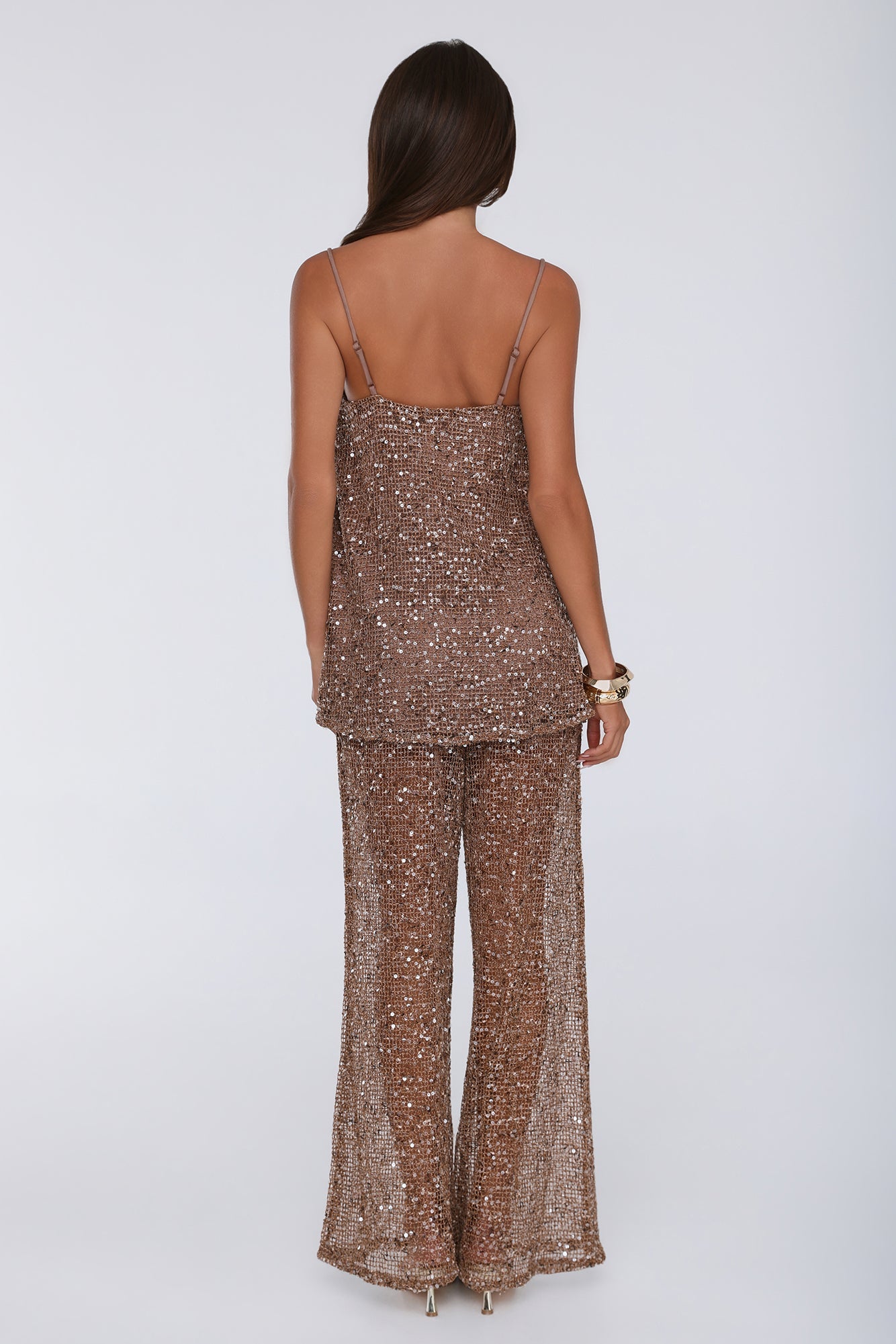 Romance Society Sequin Knit Set Tan