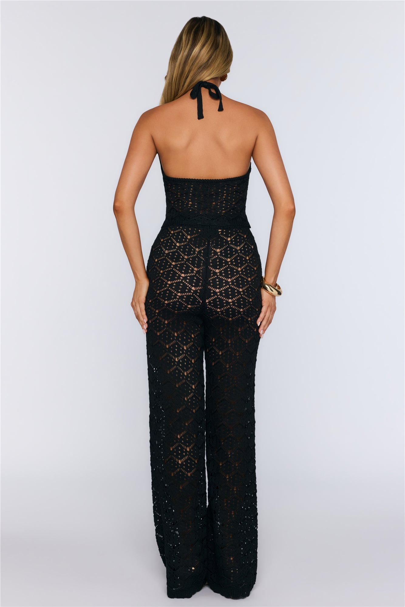 Palm Shade Knit Pants Black