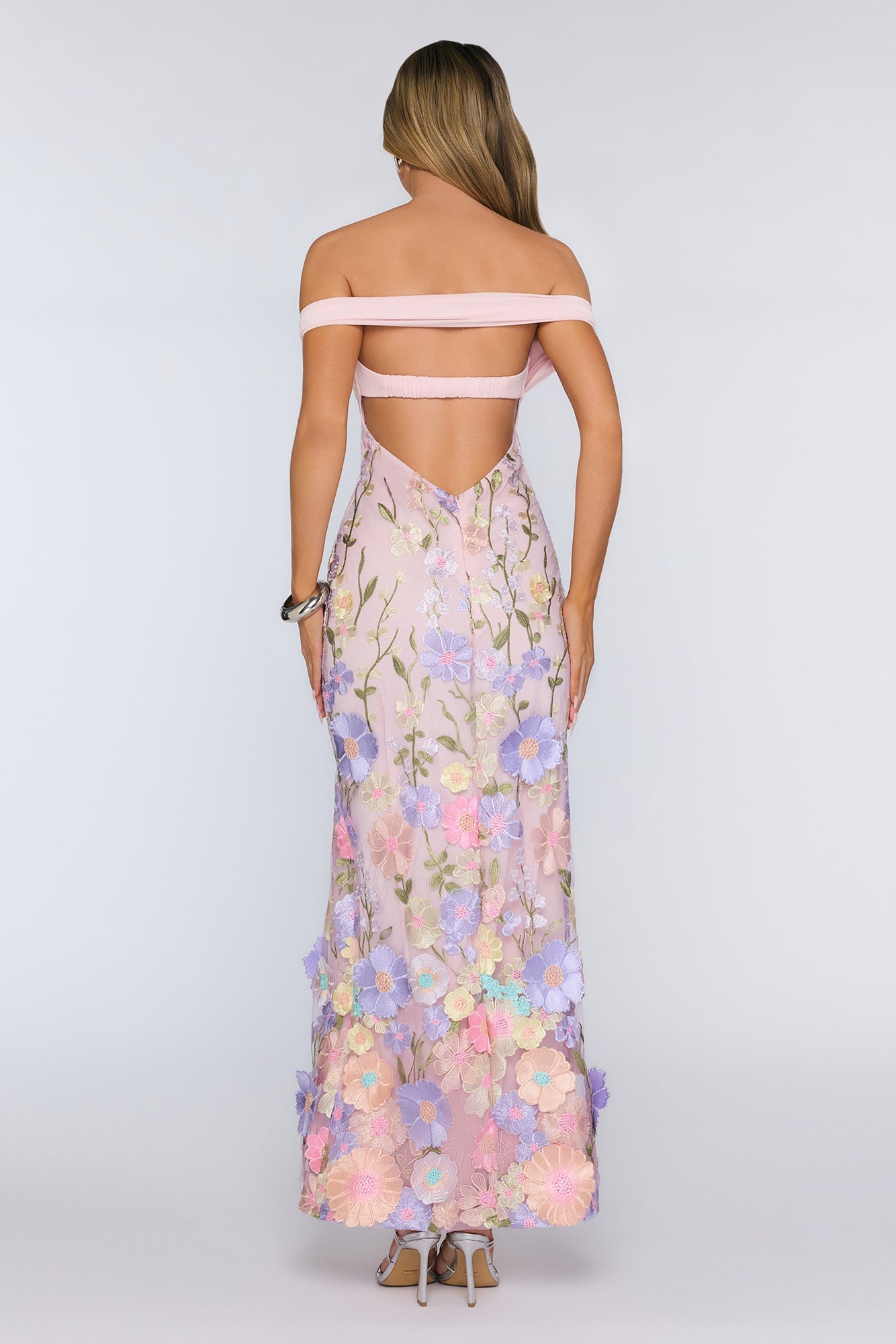Floating In Style Off Shoulder Maxi Dress Floral