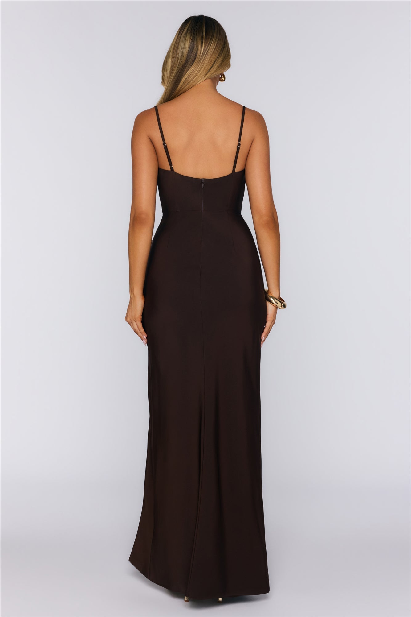 Trendsetter Luxe Satin Maxi Dress Chocolate