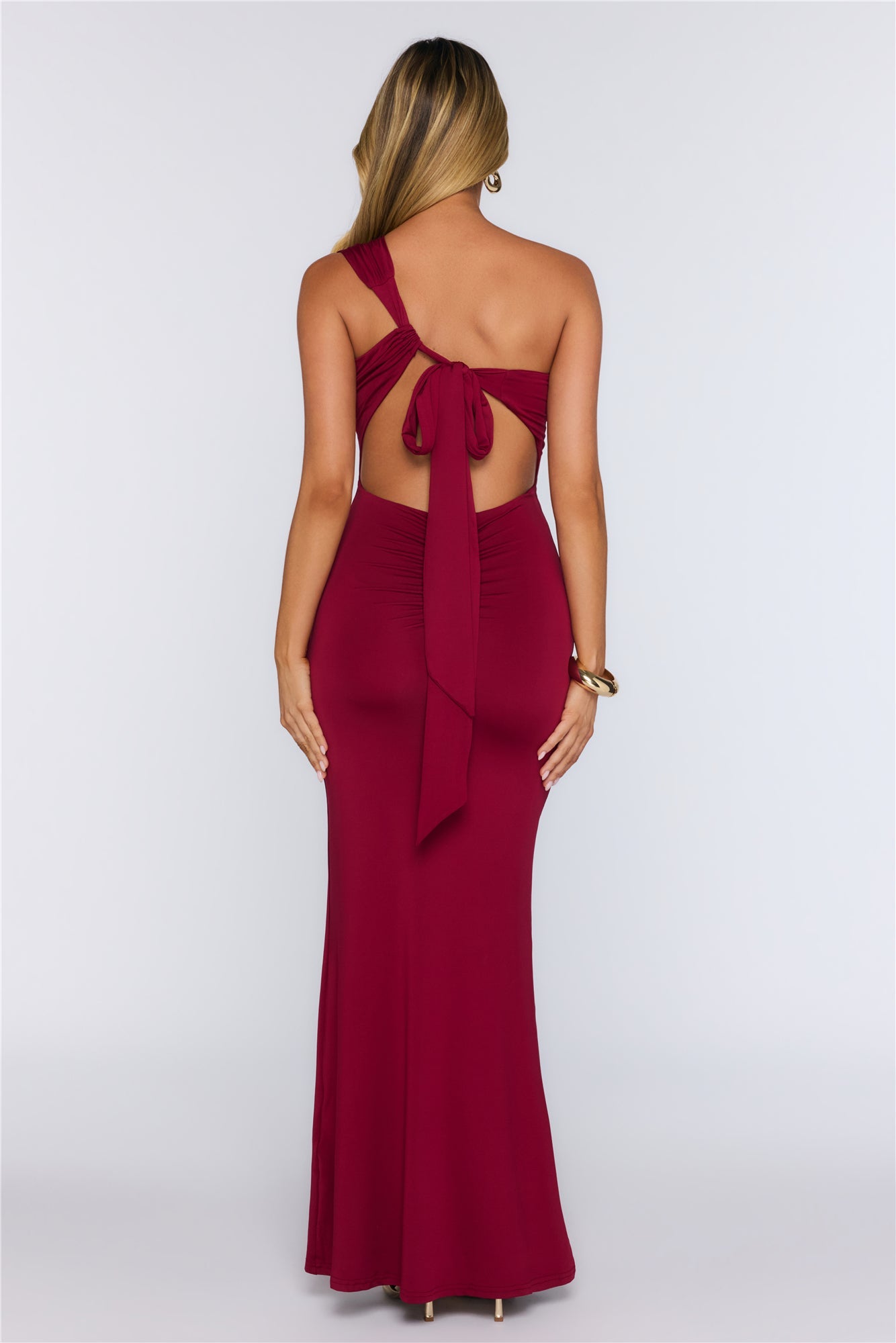 Dreamstate Dressing One Shoulder Maxi Dress Burgundy