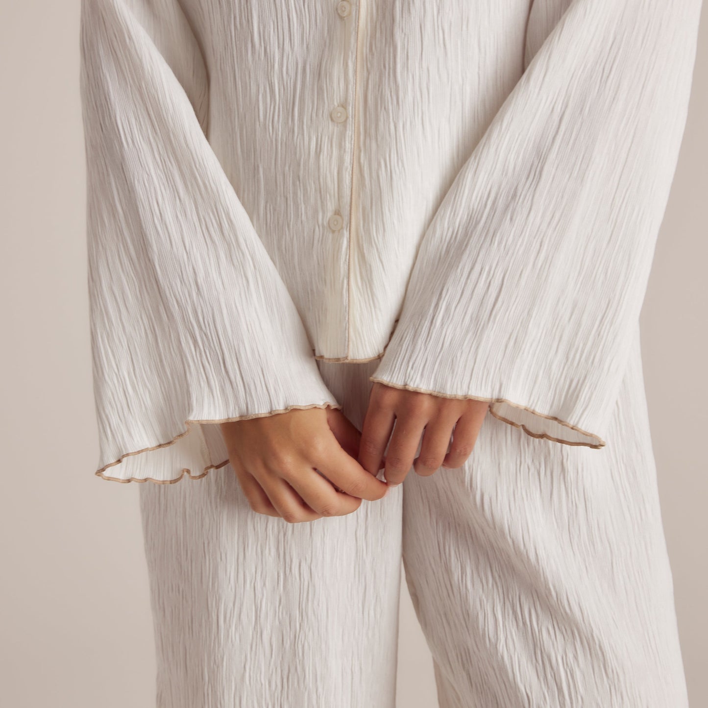 Crinkle Pyjama Shirt - White