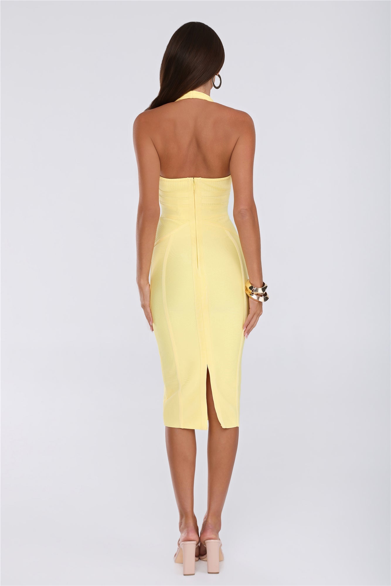 Not Your Girl Bandage Midi Dress Yellow