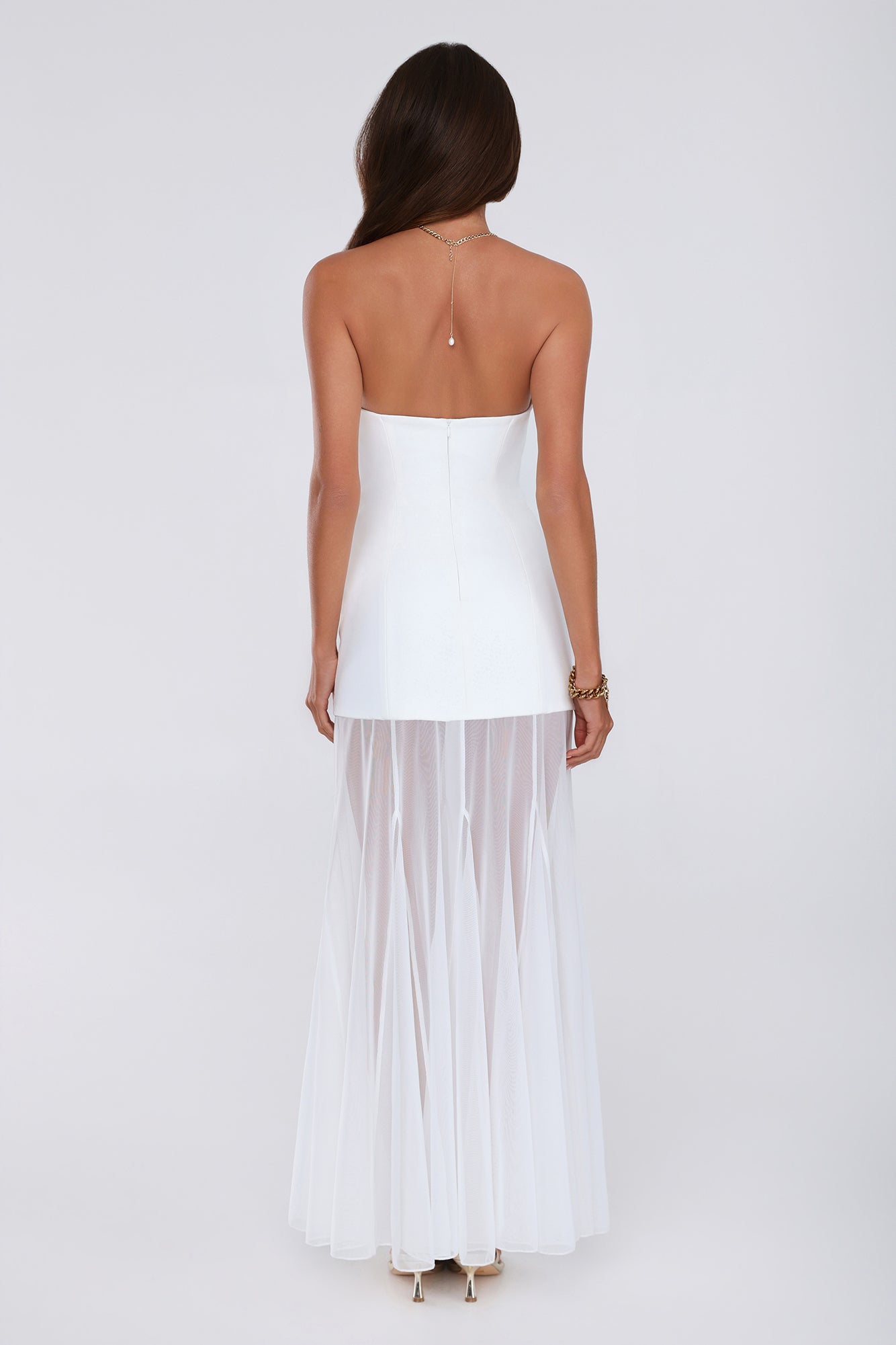 Dewkissed Bloom Strapless Maxi Dress White