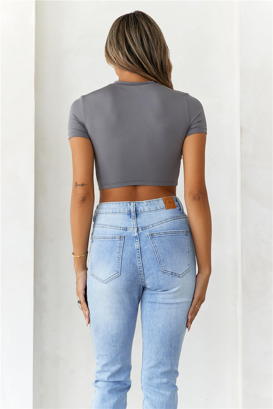 BASE The Baby Tee Crop Top Charcoal