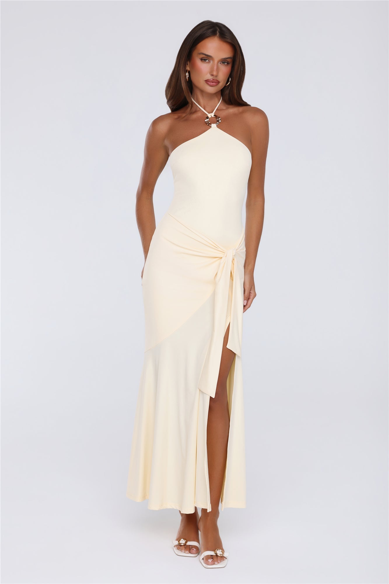 Daisy Flicker Halter Maxi Dress Yellow