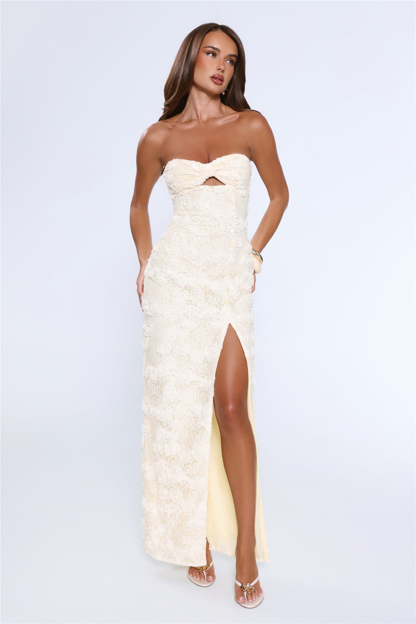 Roselight Aura Strapless Maxi Dress Yellow