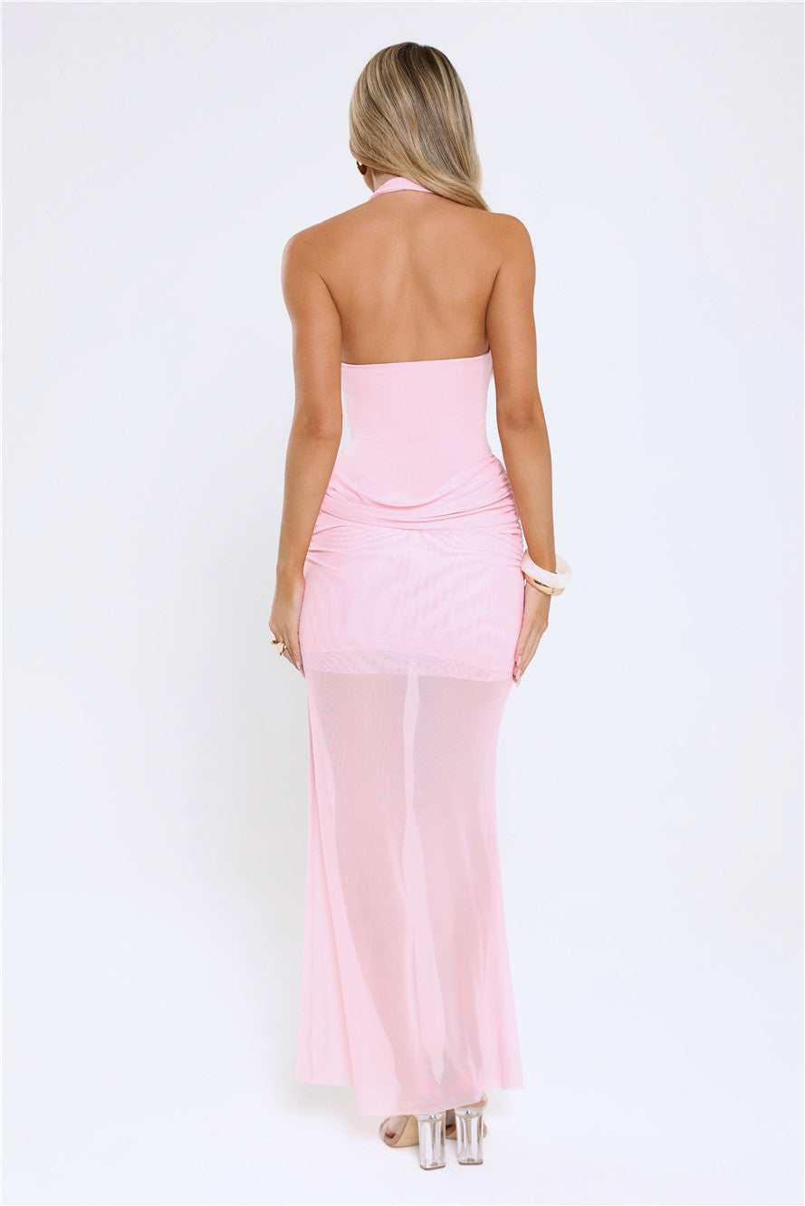Luxe Legacy Halter Maxi Dress Pink