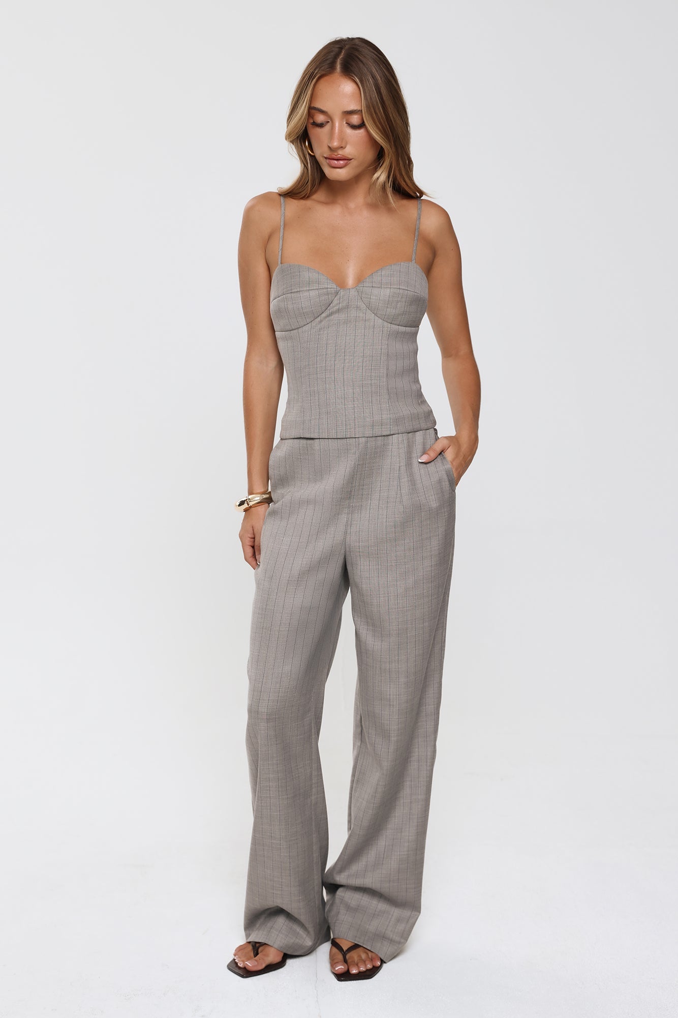 Desk To Dazzle Tailored Pants Grey