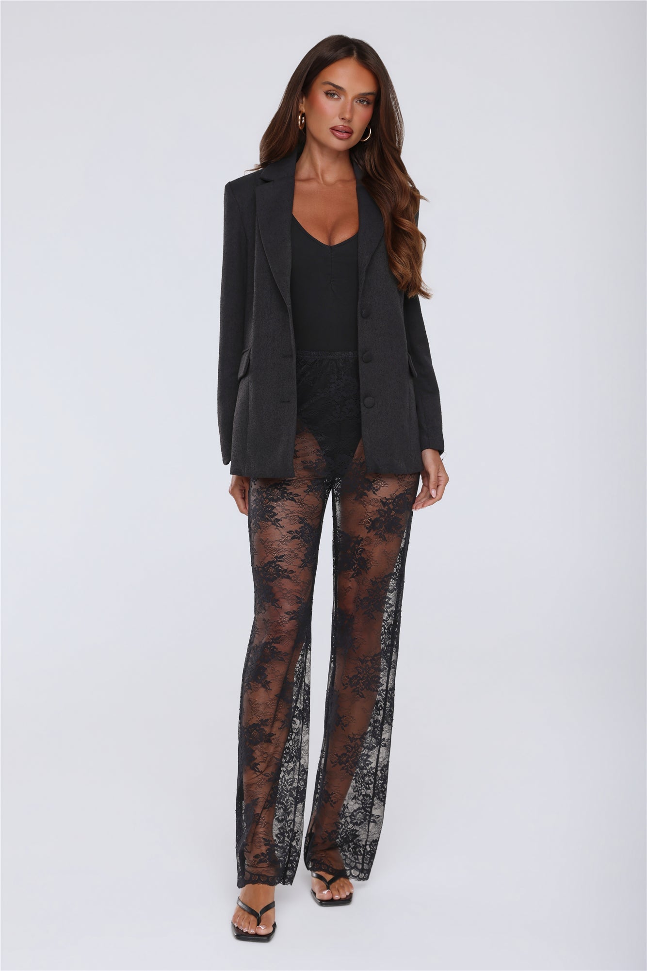 Mood Is Sultry Sheer Lace Pants Black