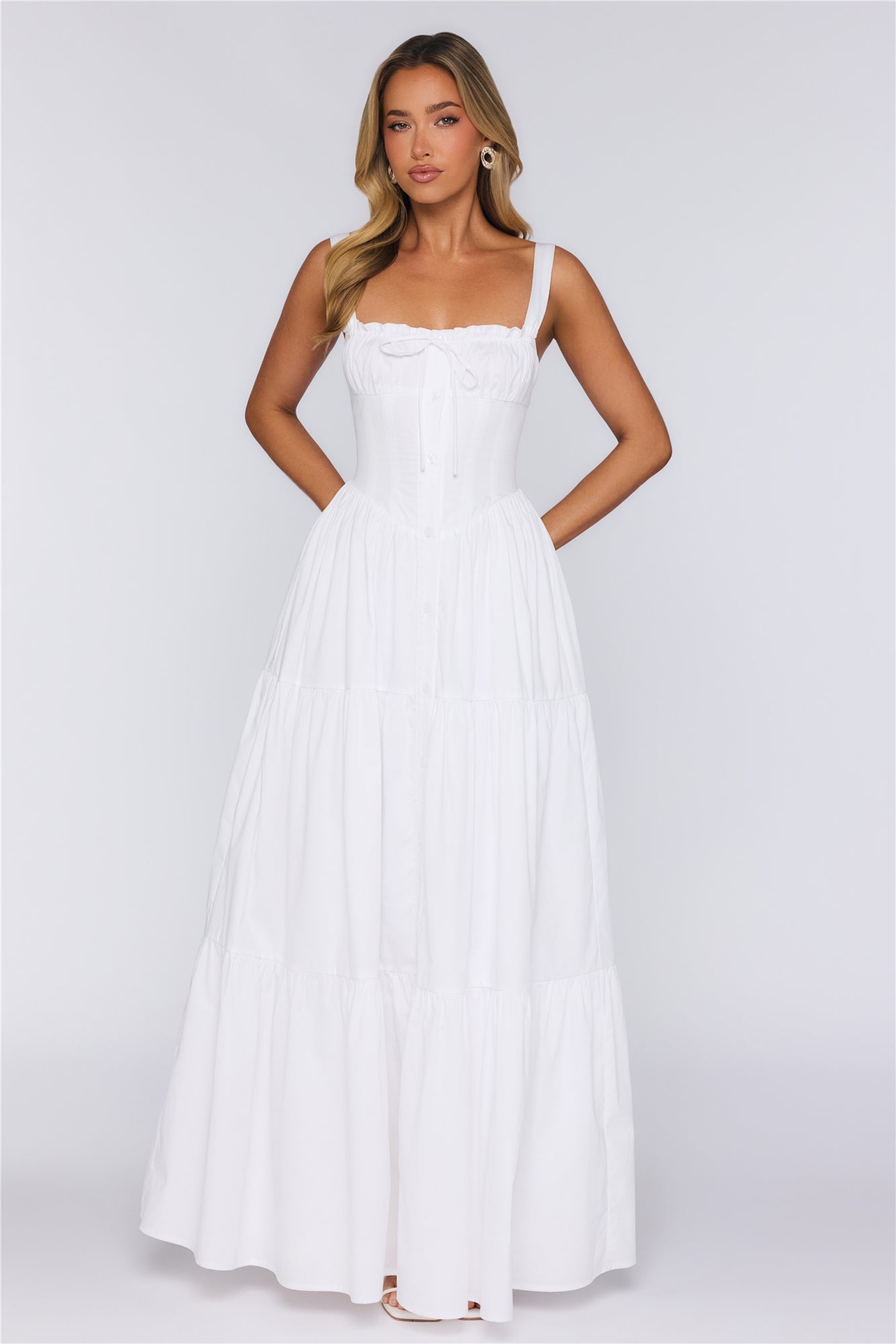 Fashion Snap Maxi Dress White