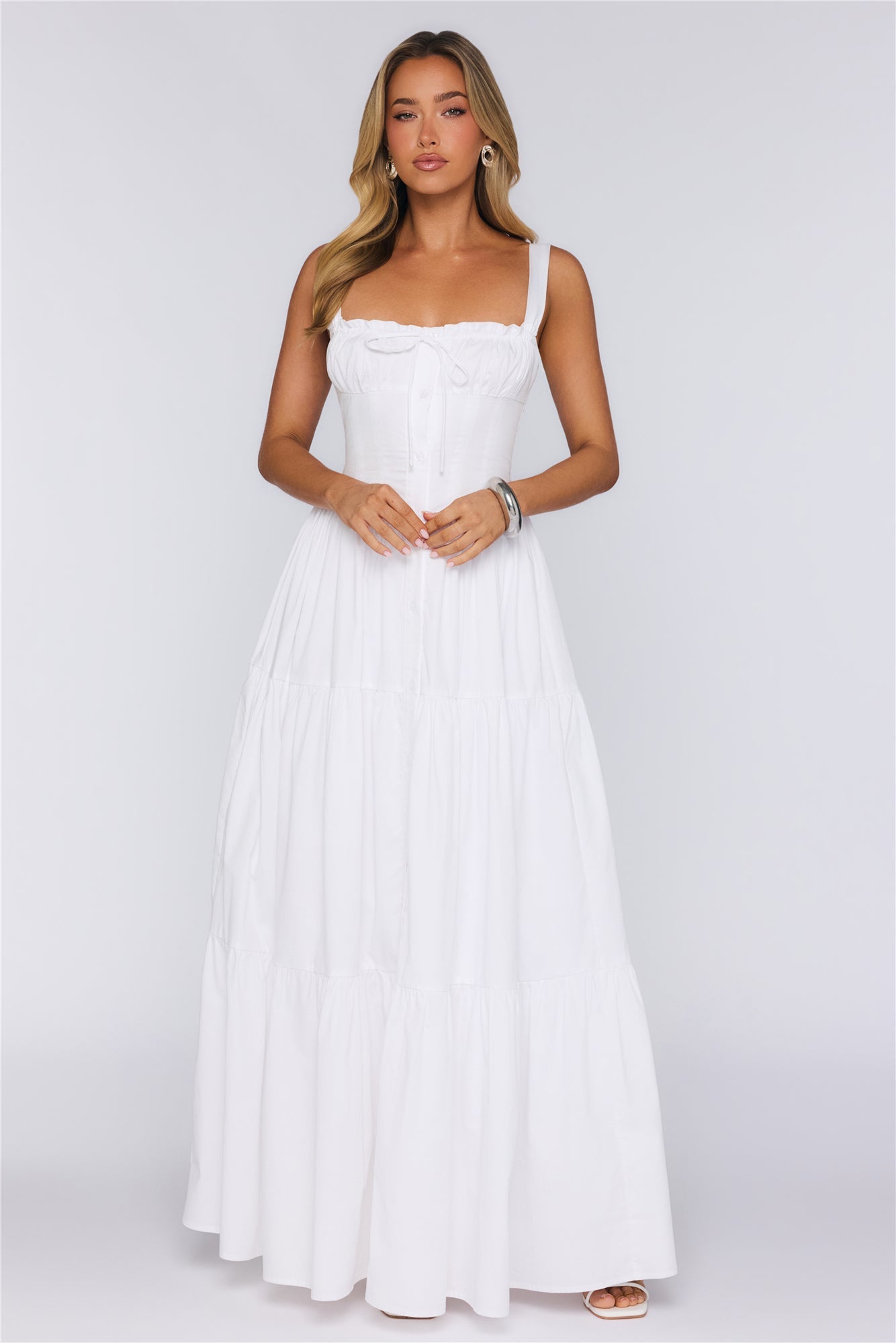 Fashion Snap Maxi Dress White