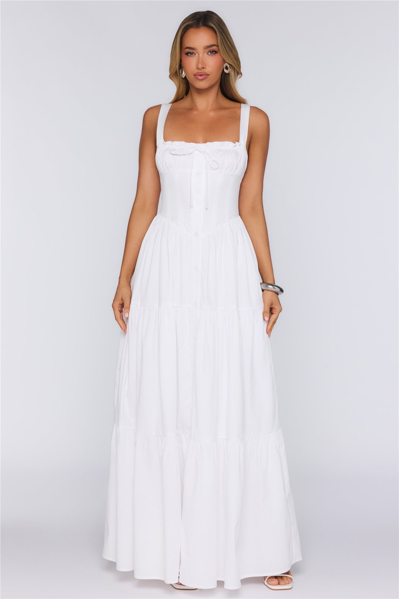 Fashion Snap Maxi Dress White