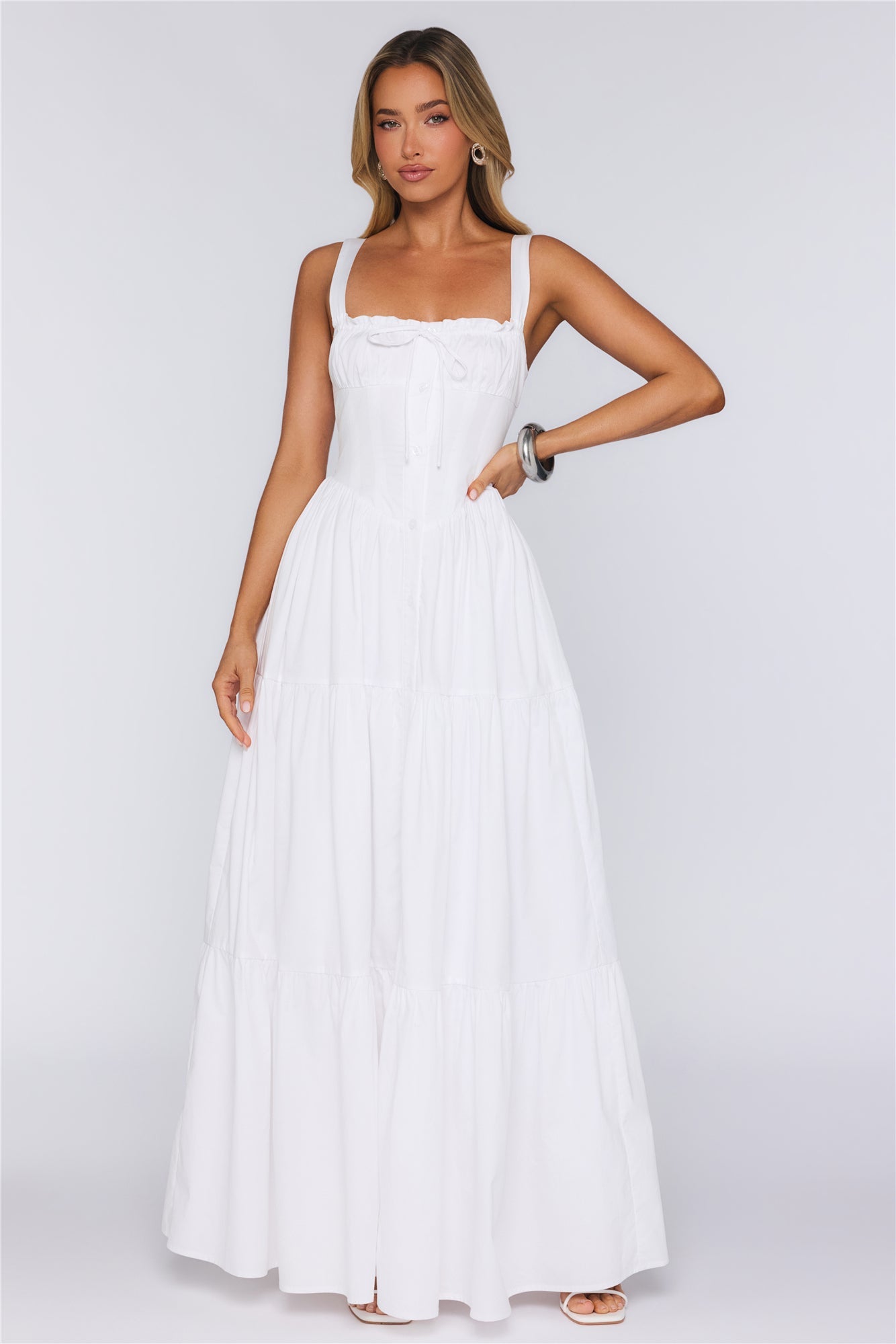 Fashion Snap Maxi Dress White