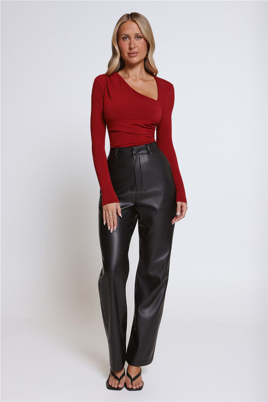 BASE Form Luxe Knit Worn Well Long Sleeve Top Wine