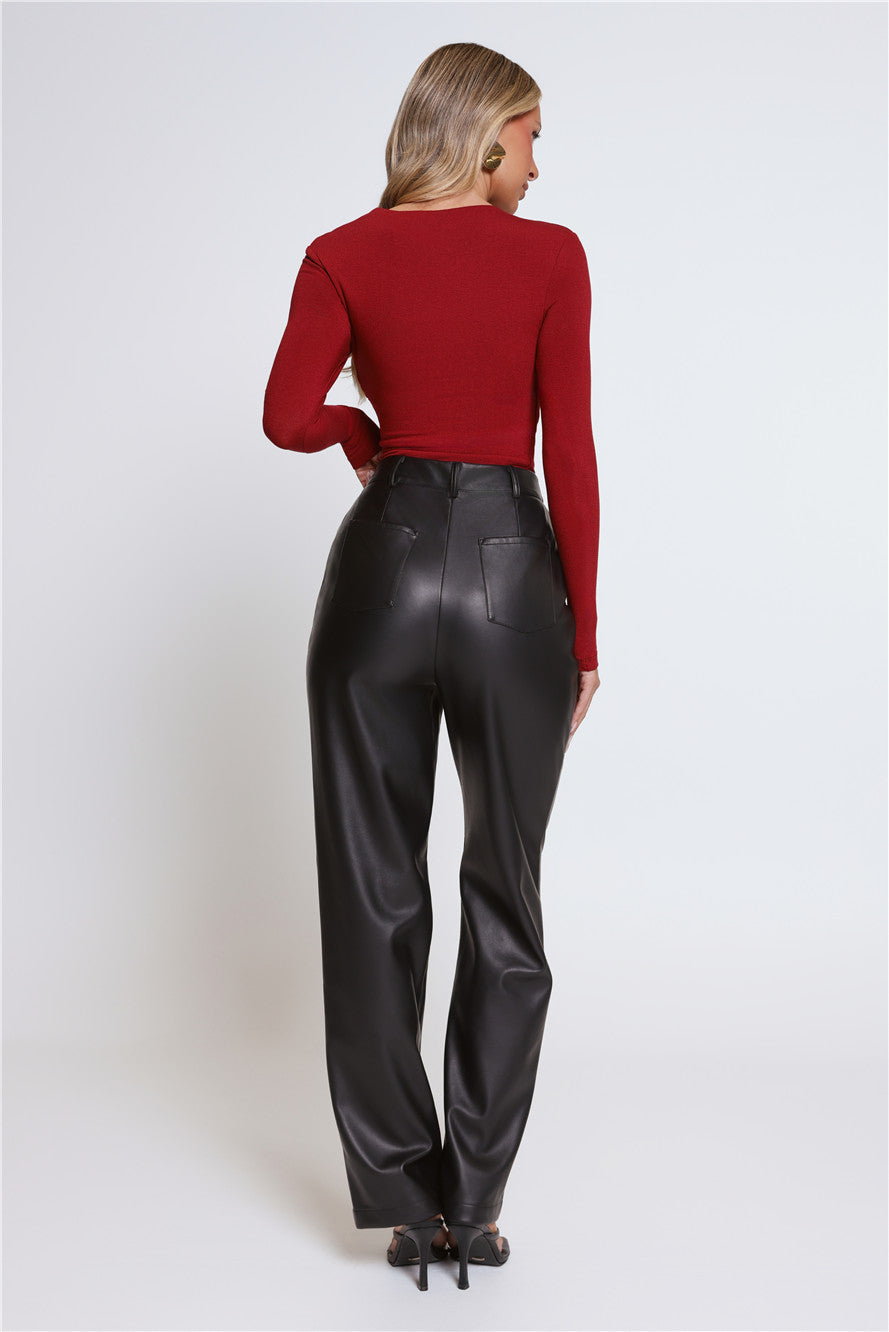 BASE Form Luxe Knit Worn Well Long Sleeve Top Wine