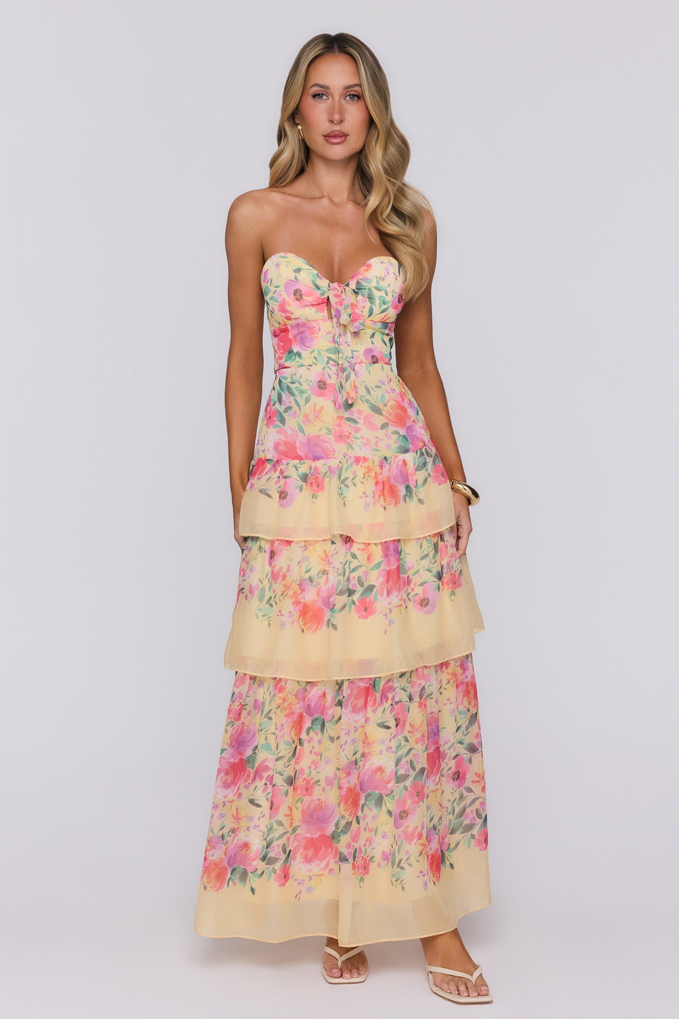 Spark Joy Strapless Maxi Dress Yellow