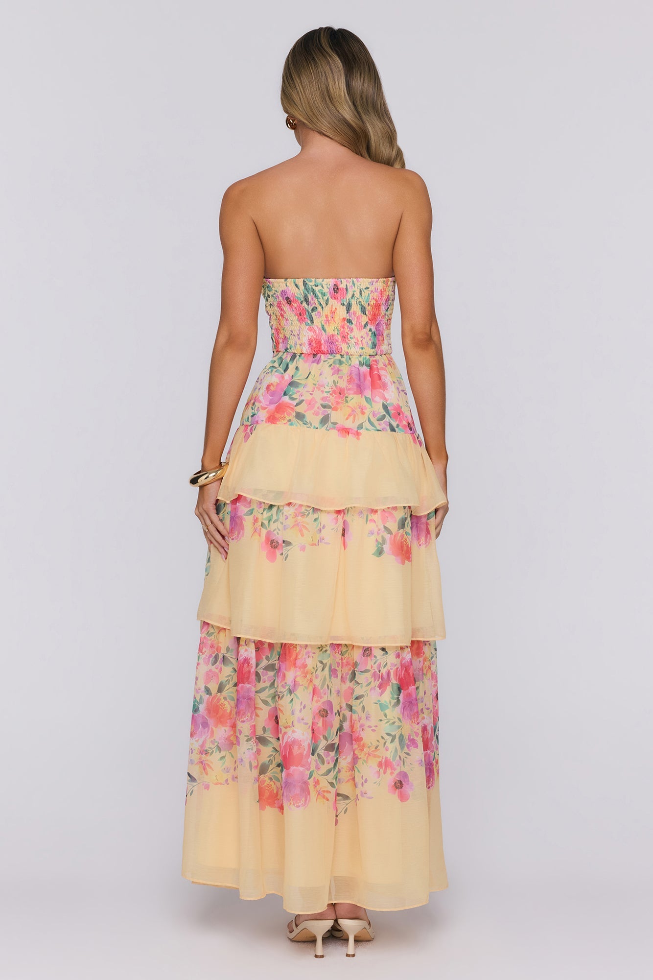 Spark Joy Strapless Maxi Dress Yellow