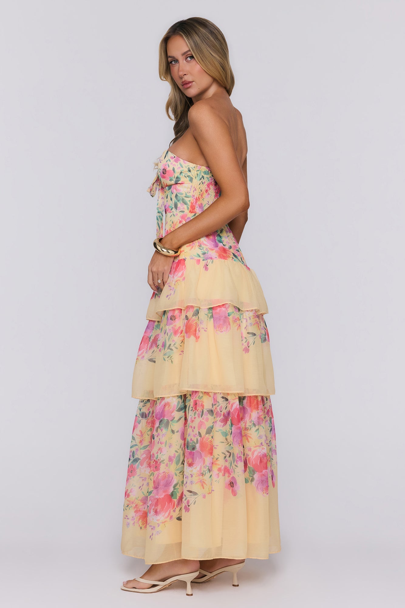 Spark Joy Strapless Maxi Dress Yellow