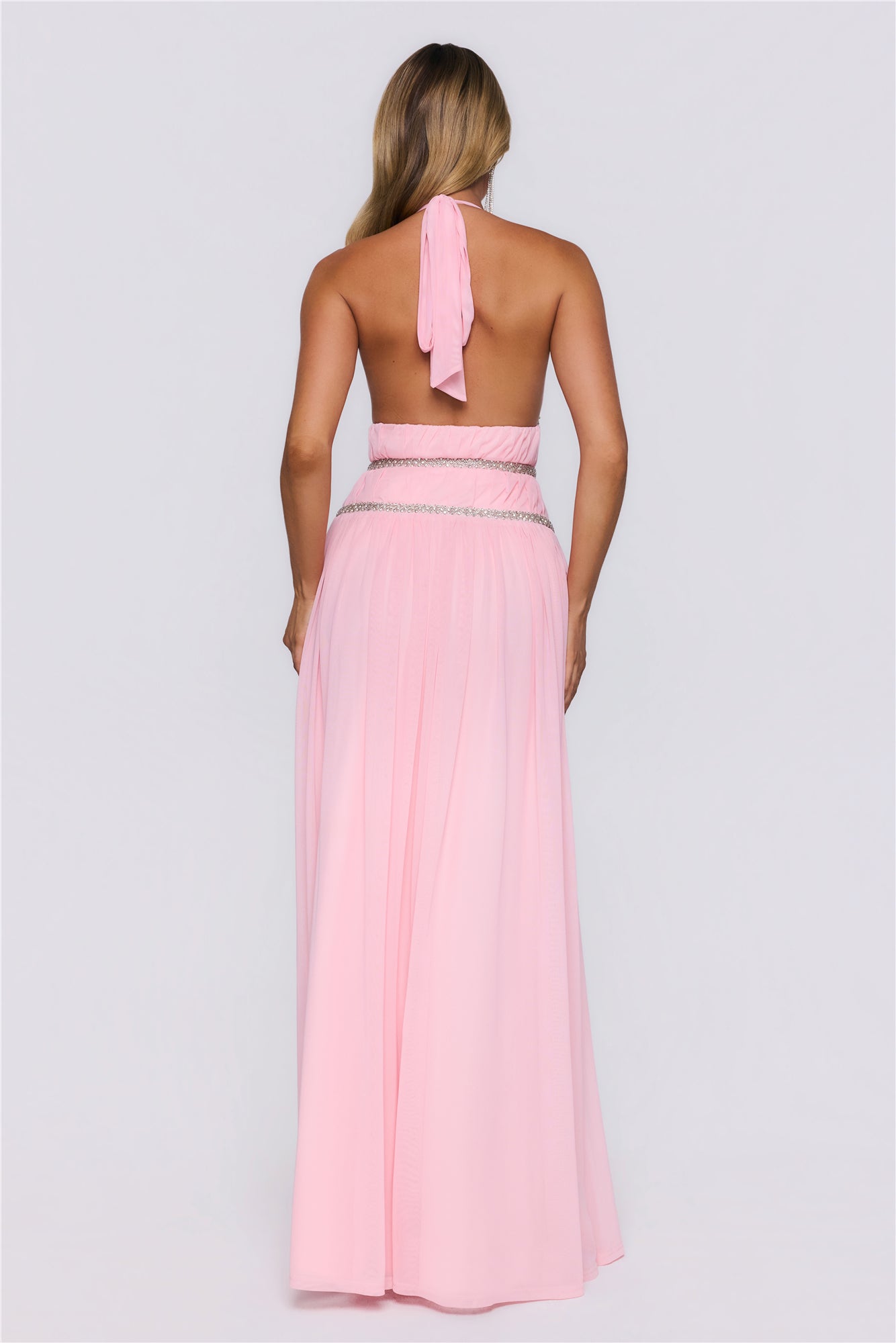 Summer Sparkle Halter Maxi Dress Pink