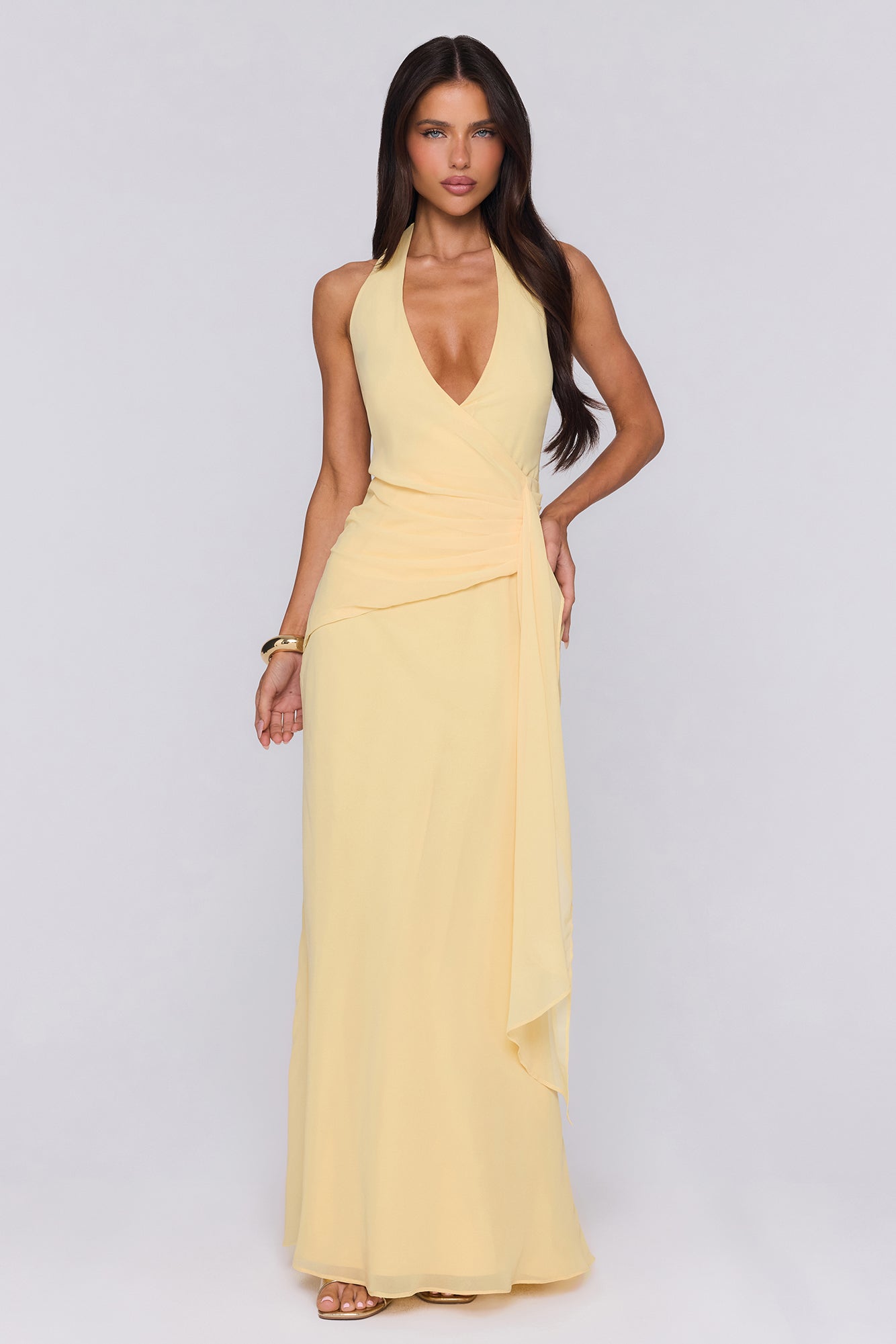 Wildflower Muse Halter Maxi Dress Yellow