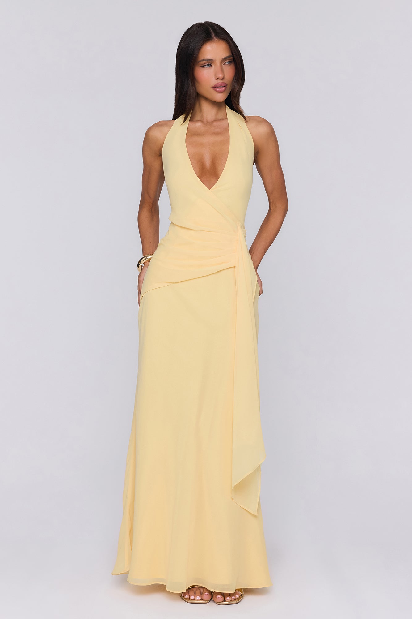 Wildflower Muse Halter Maxi Dress Yellow