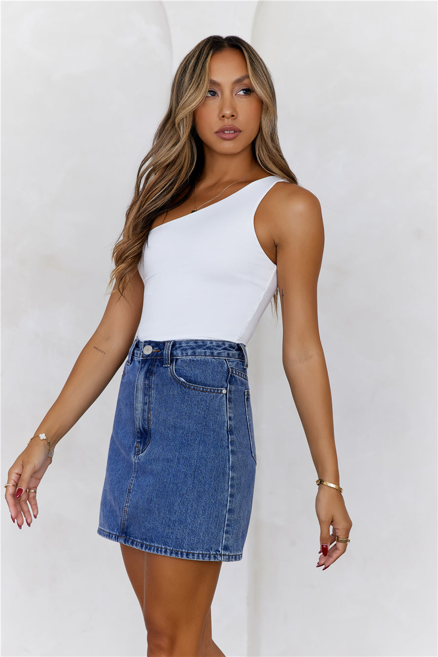 BASE  Best Side One Shoulder Tank Top White