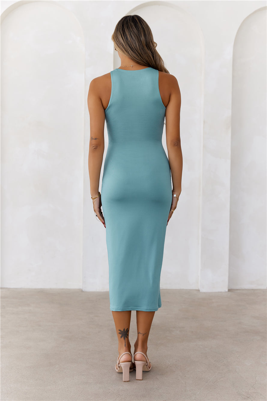 BASE  Repeat After Me Midi Dress Teal