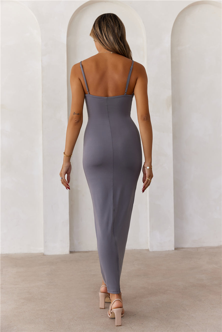 BASE  Smoothing Thin Strap Maxi Dress Charcoal