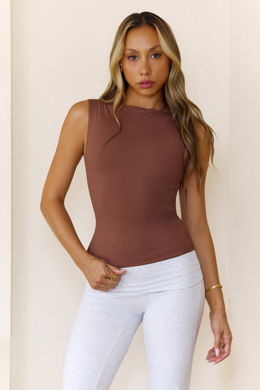 BASE Contour Boatneck Top Chocolate