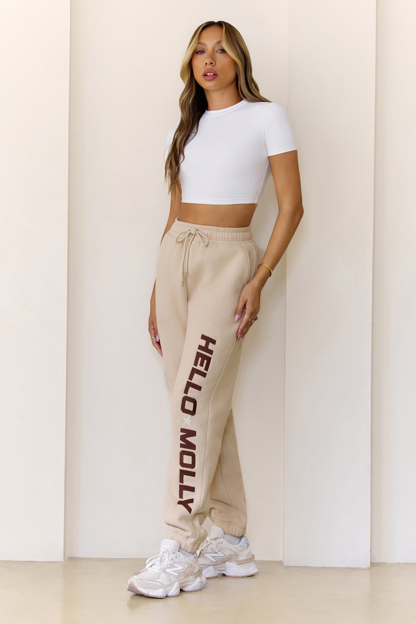 BASE Fleece Cuffed Sweatpants Beige