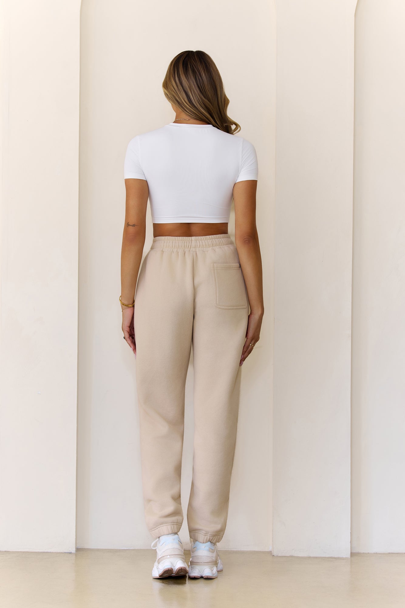 BASE Fleece Cuffed Sweatpants Beige
