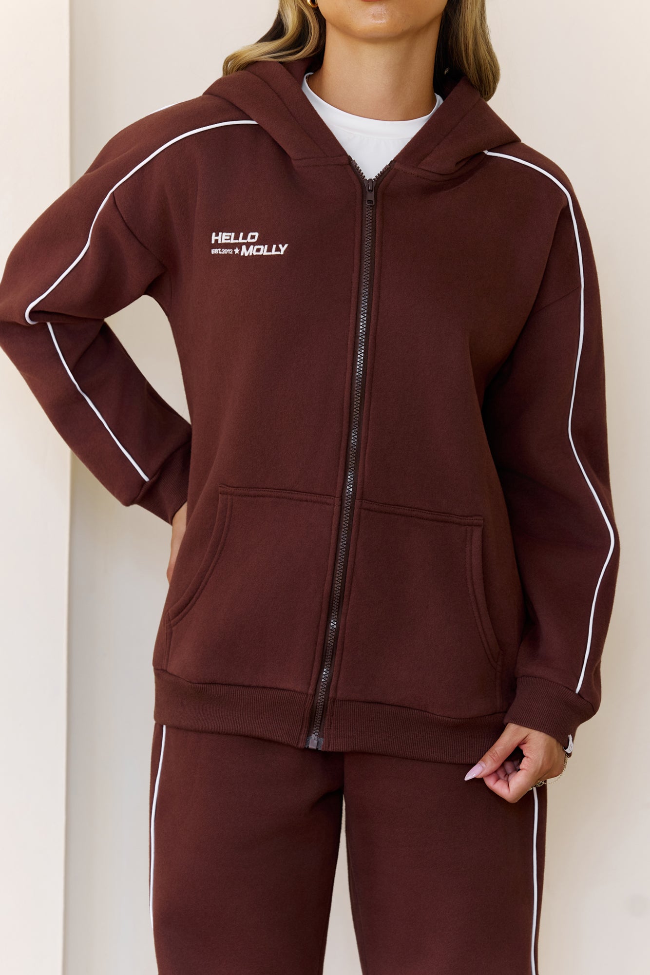BASE Fleece Zip Up Hoodie Brown