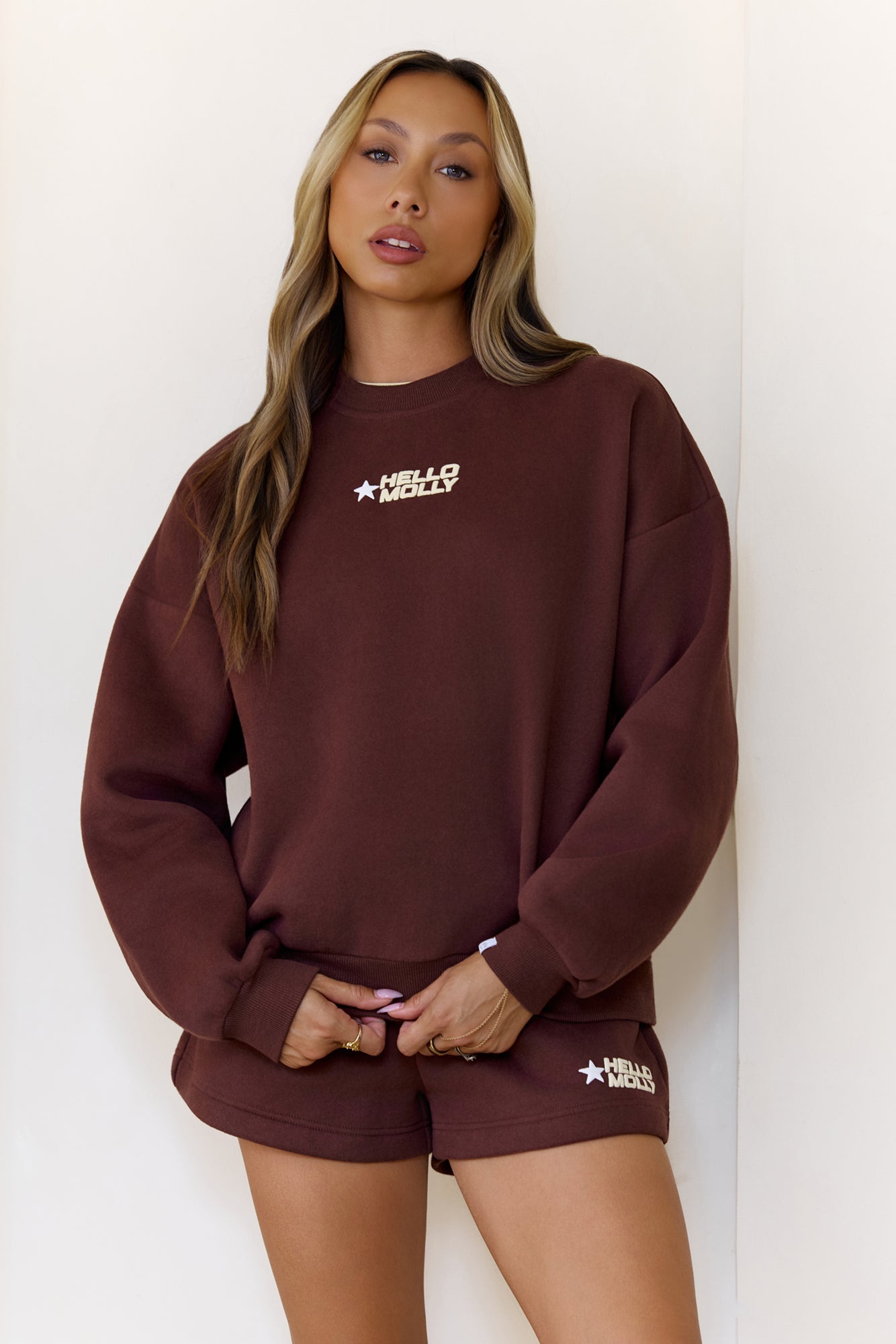 BASE Fleece Round Neck Sweatshirt Brown