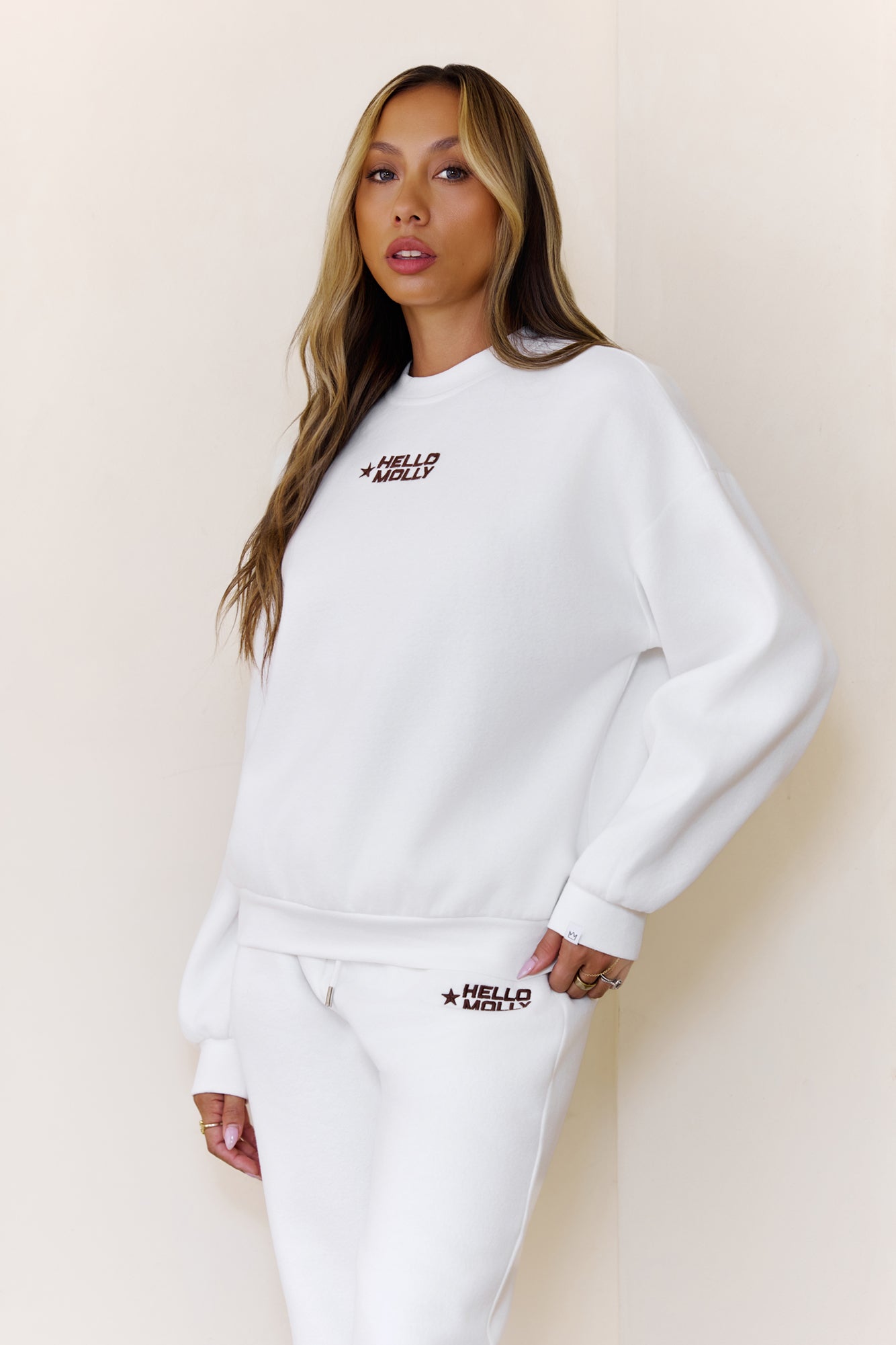 BASE Fleece Round Neck Sweatshirt White