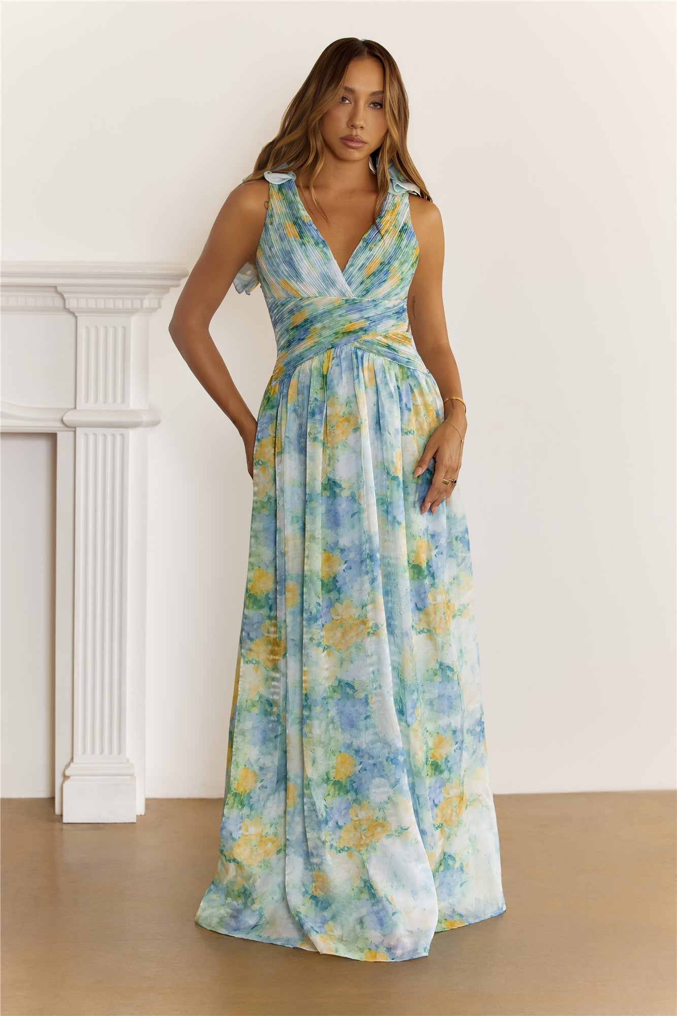 She’s The Edit Frill Lace Up Maxi Dress Multi
