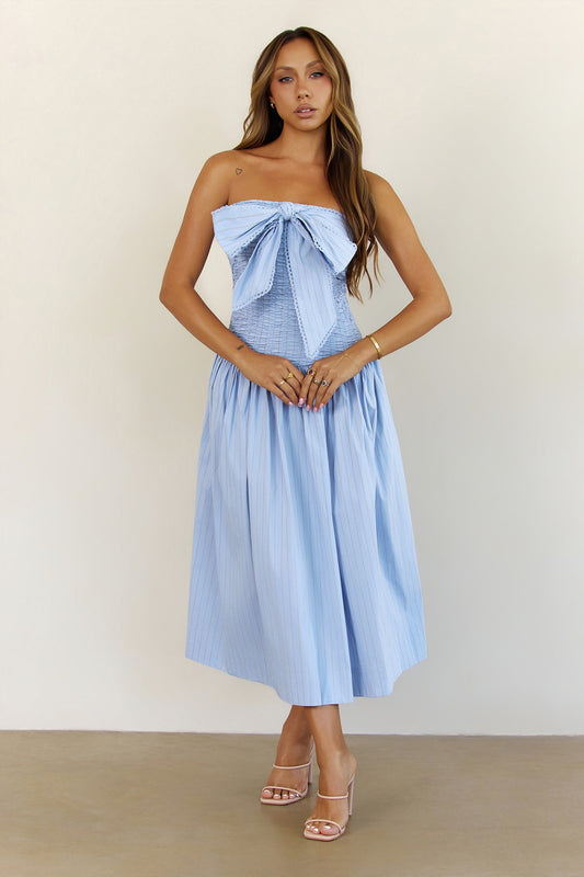 Poolside Whispers Halter Midi Dress Blue