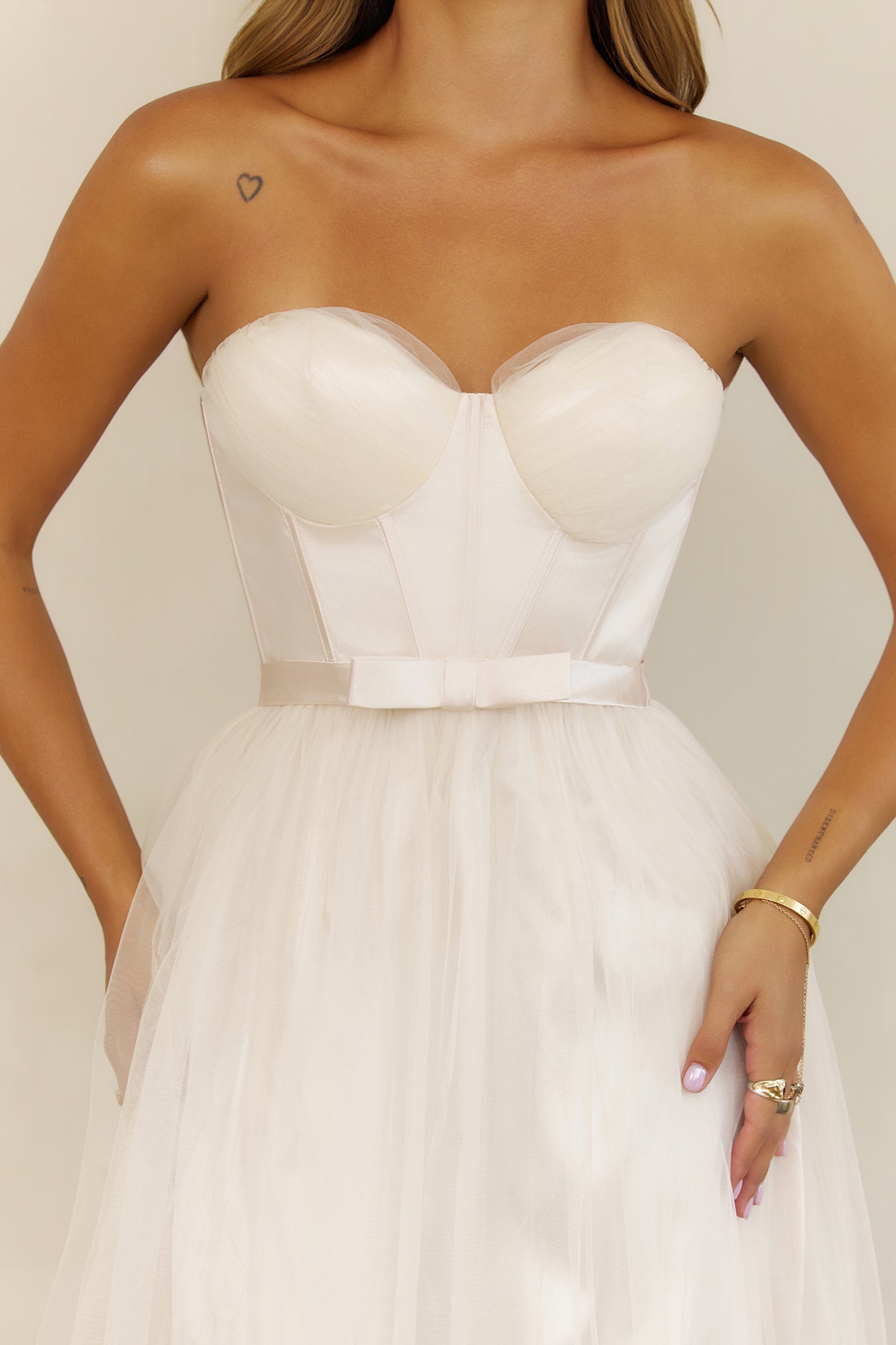 First Kiss Feeling Strapless Maxi Dress Cream