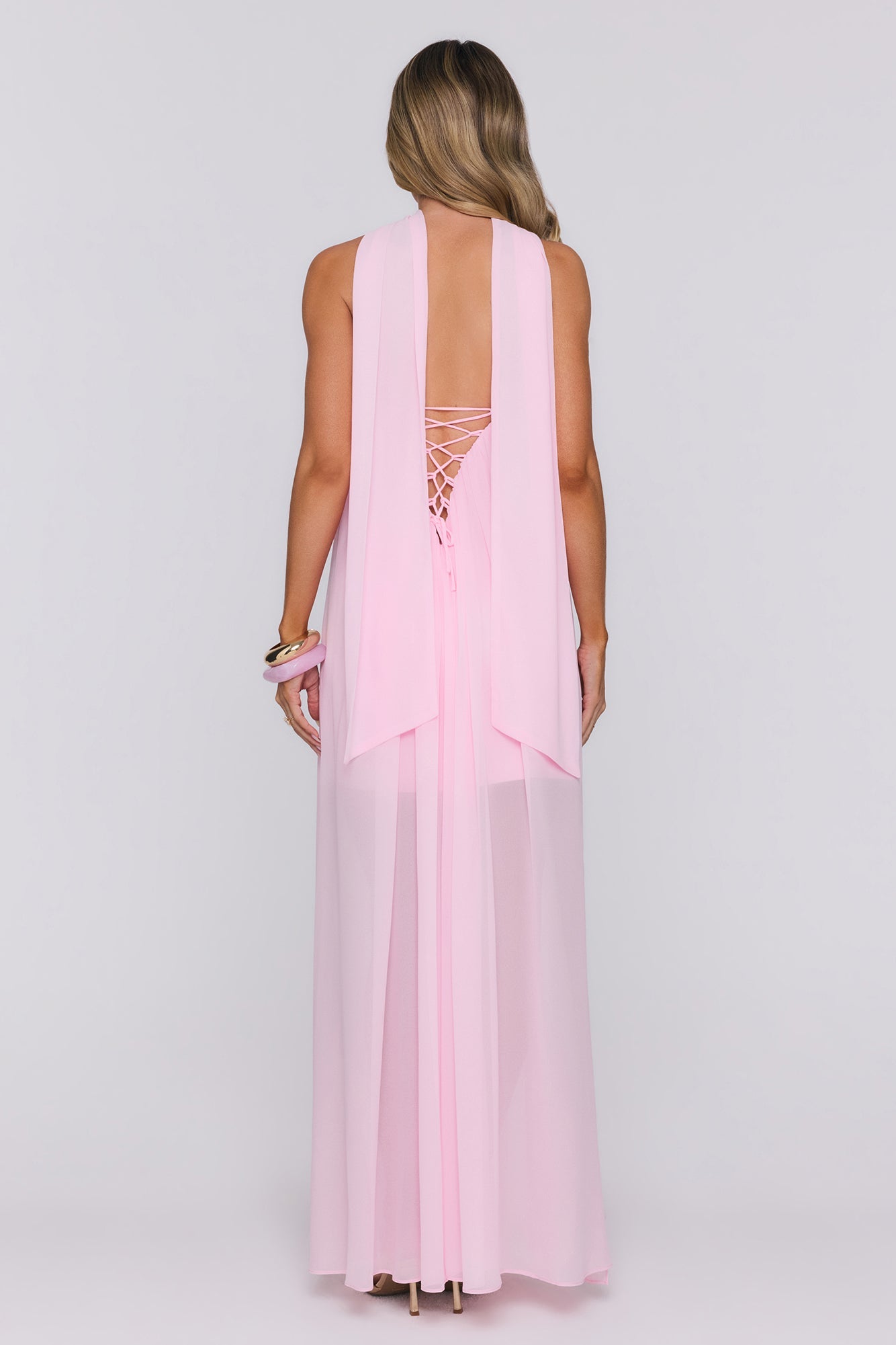 Silken Glow Strapless Maxi Dress Pink