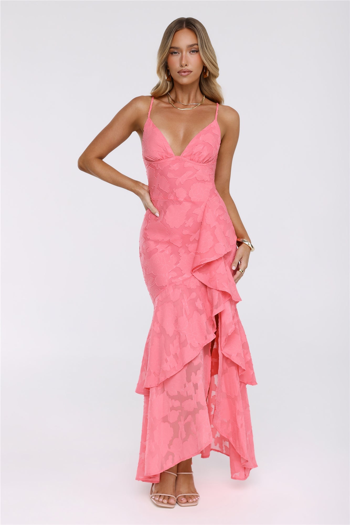 Petal Parade Maxi Dress Coral