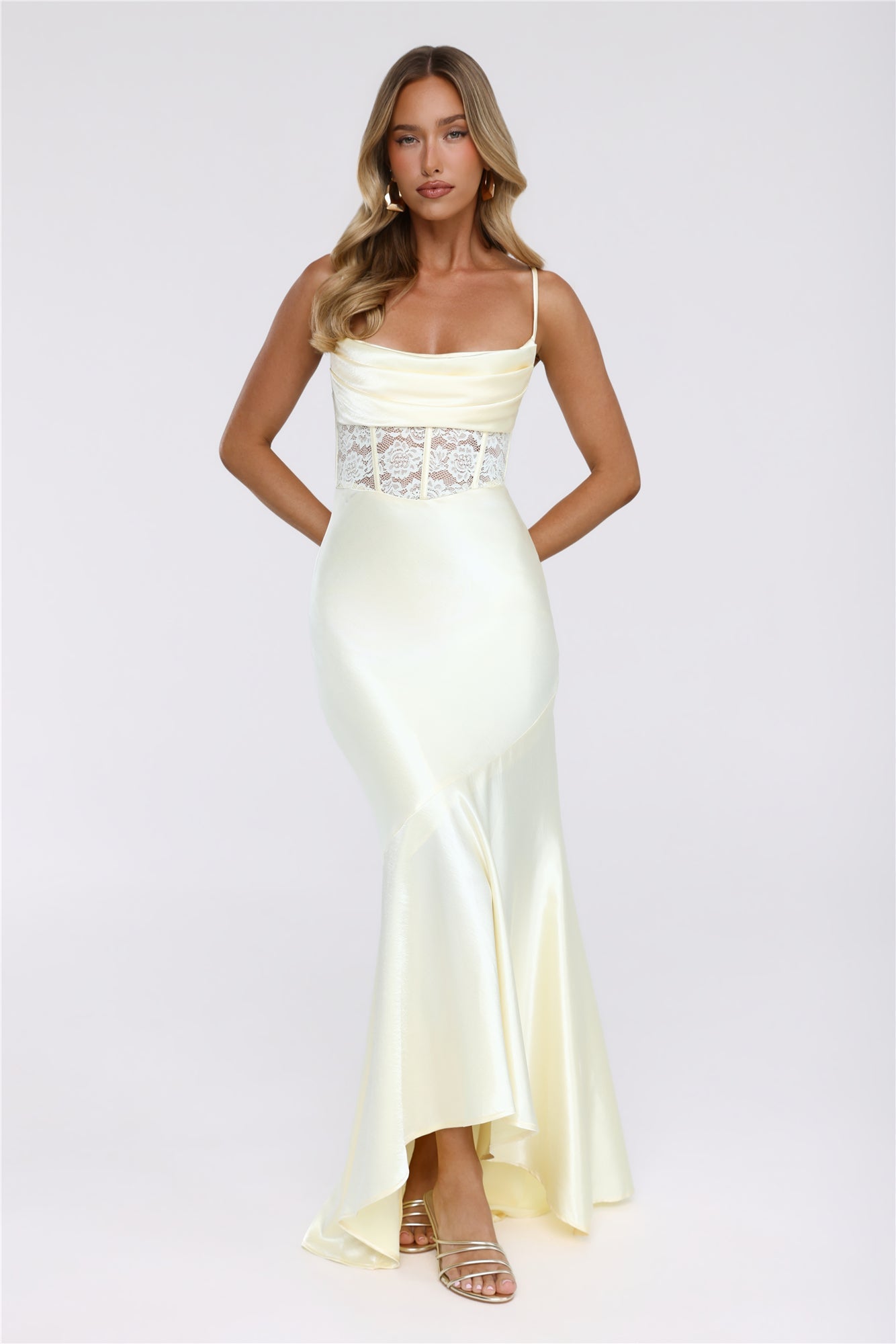 Silker Moments Satin Maxi Dress Yellow