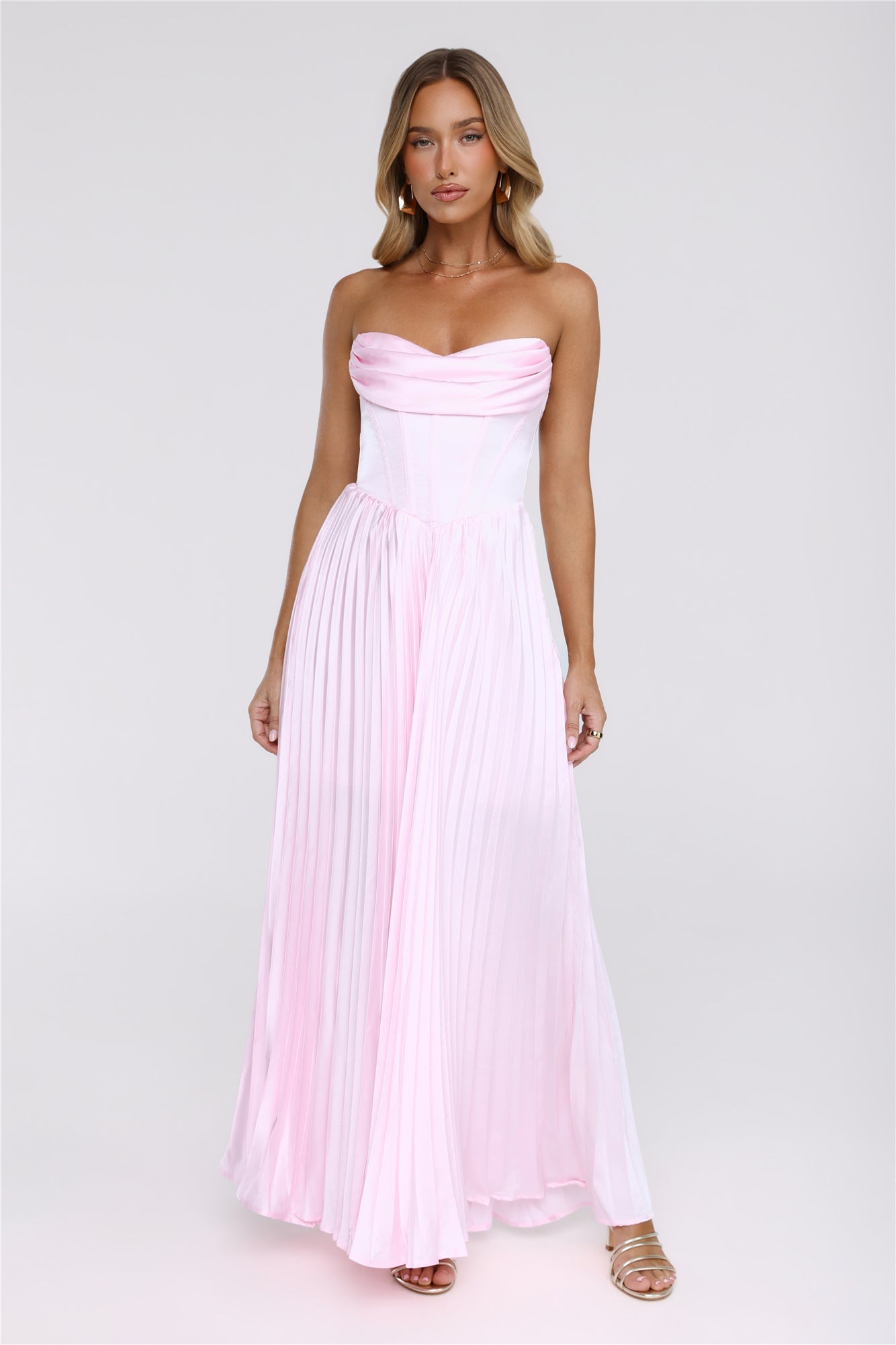Starlit Kiss Satin Maxi Dress Blush