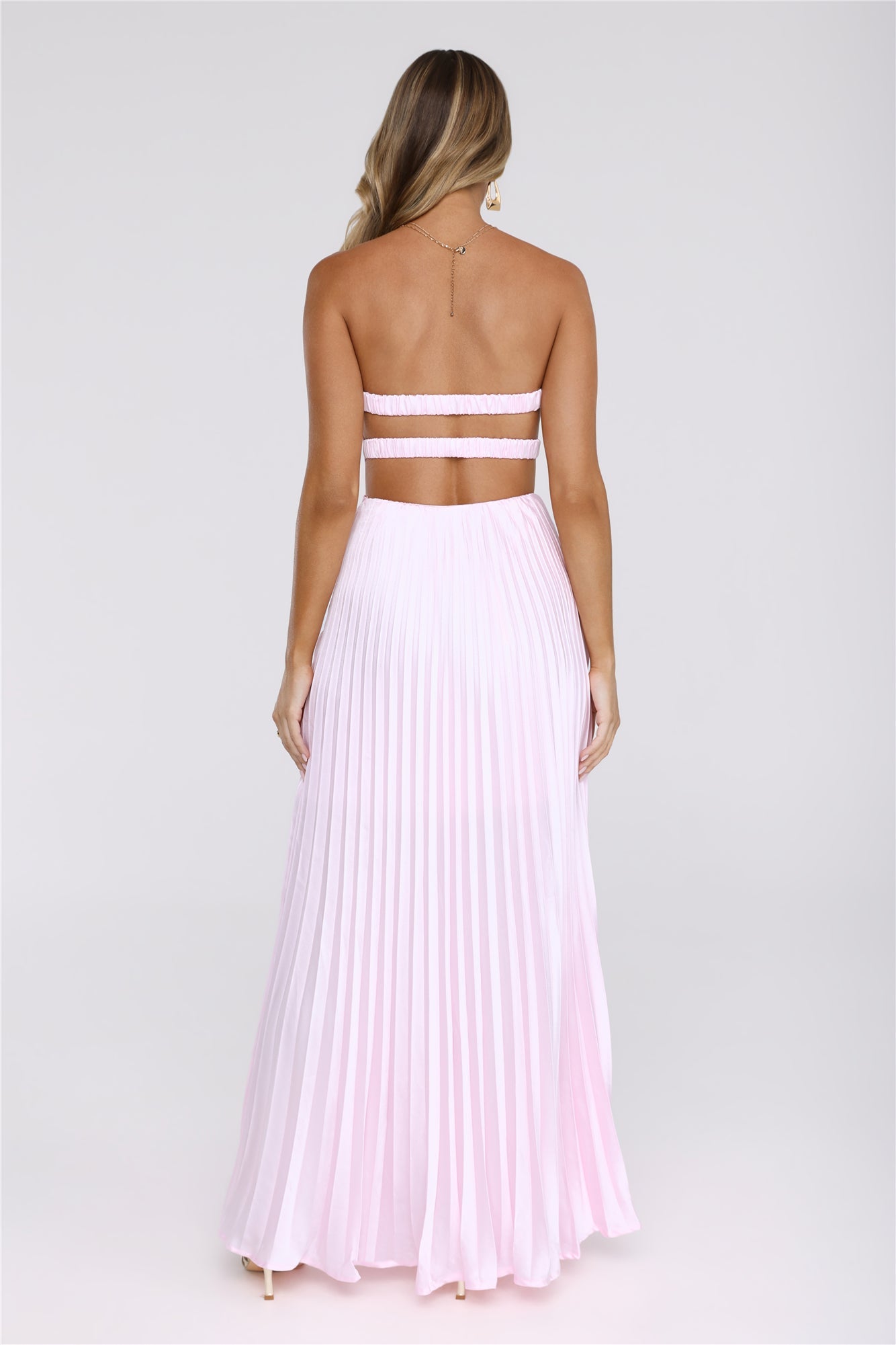 Starlit Kiss Satin Maxi Dress Blush