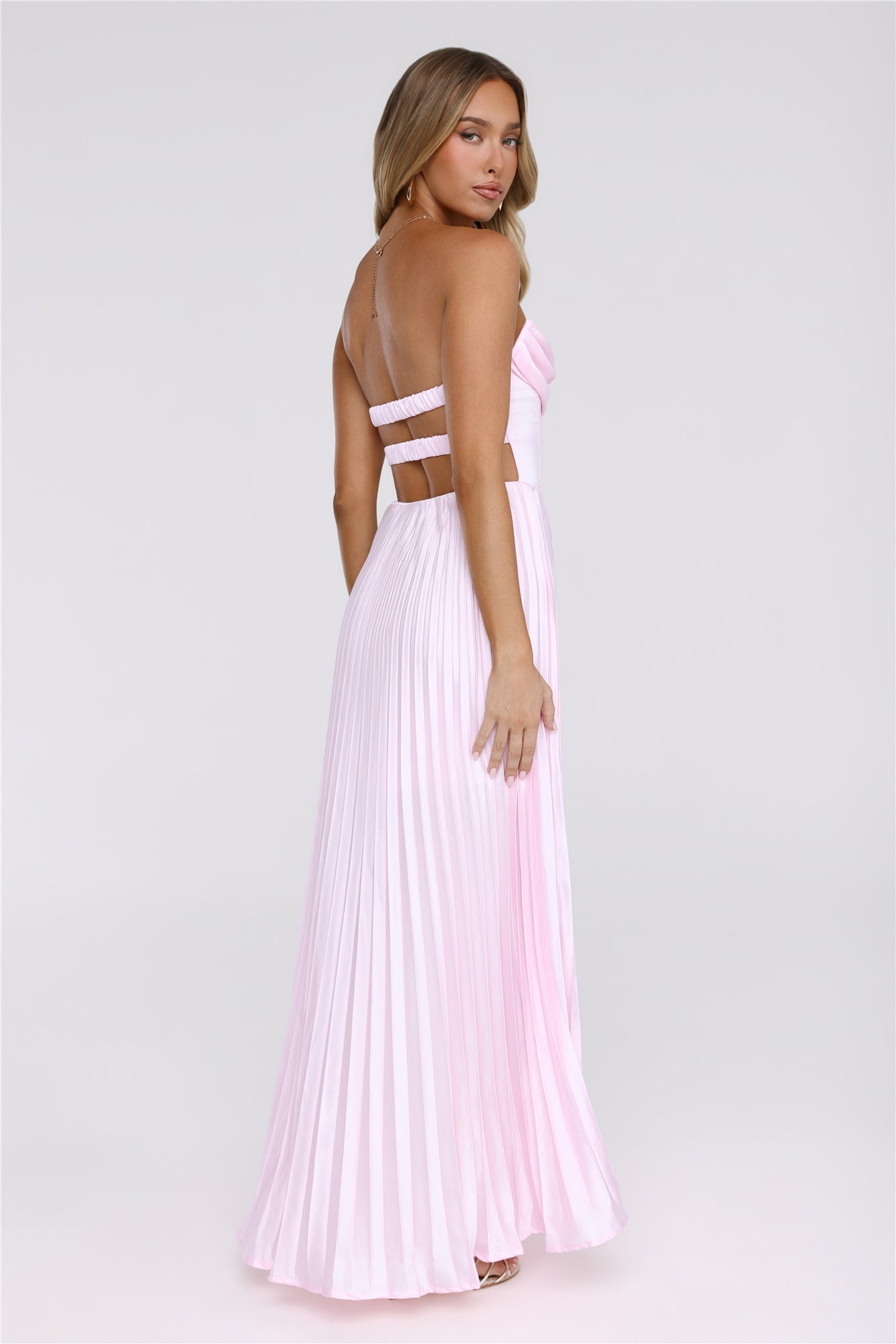 Starlit Kiss Satin Maxi Dress Blush